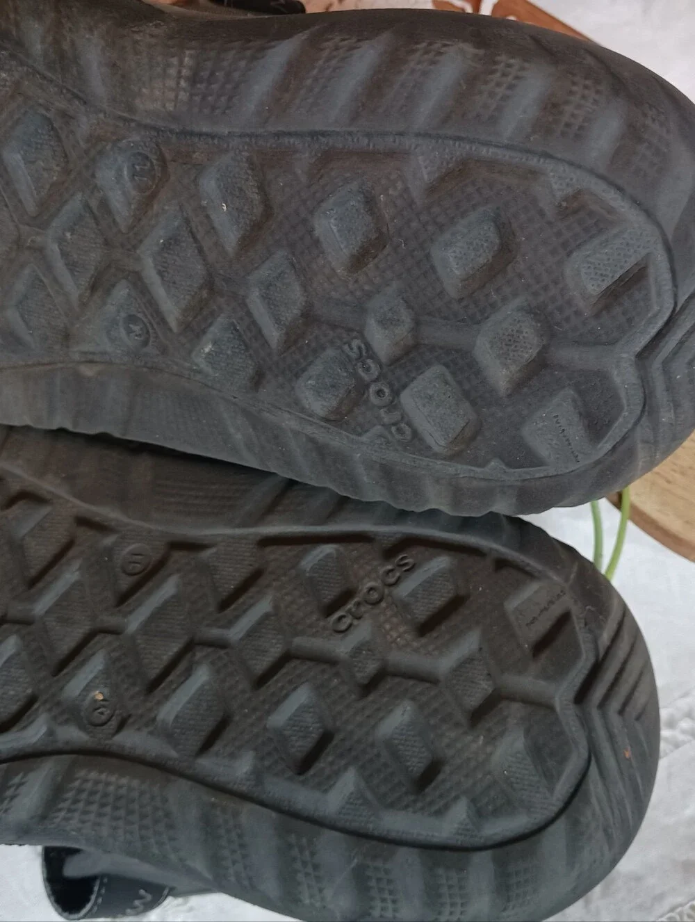 Ionic Comfort Crocs Men 11 Black Velcro Straps Good Condition Soles And Footbed